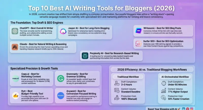 Top 10 Best Ai Writing Tools For Bloggers