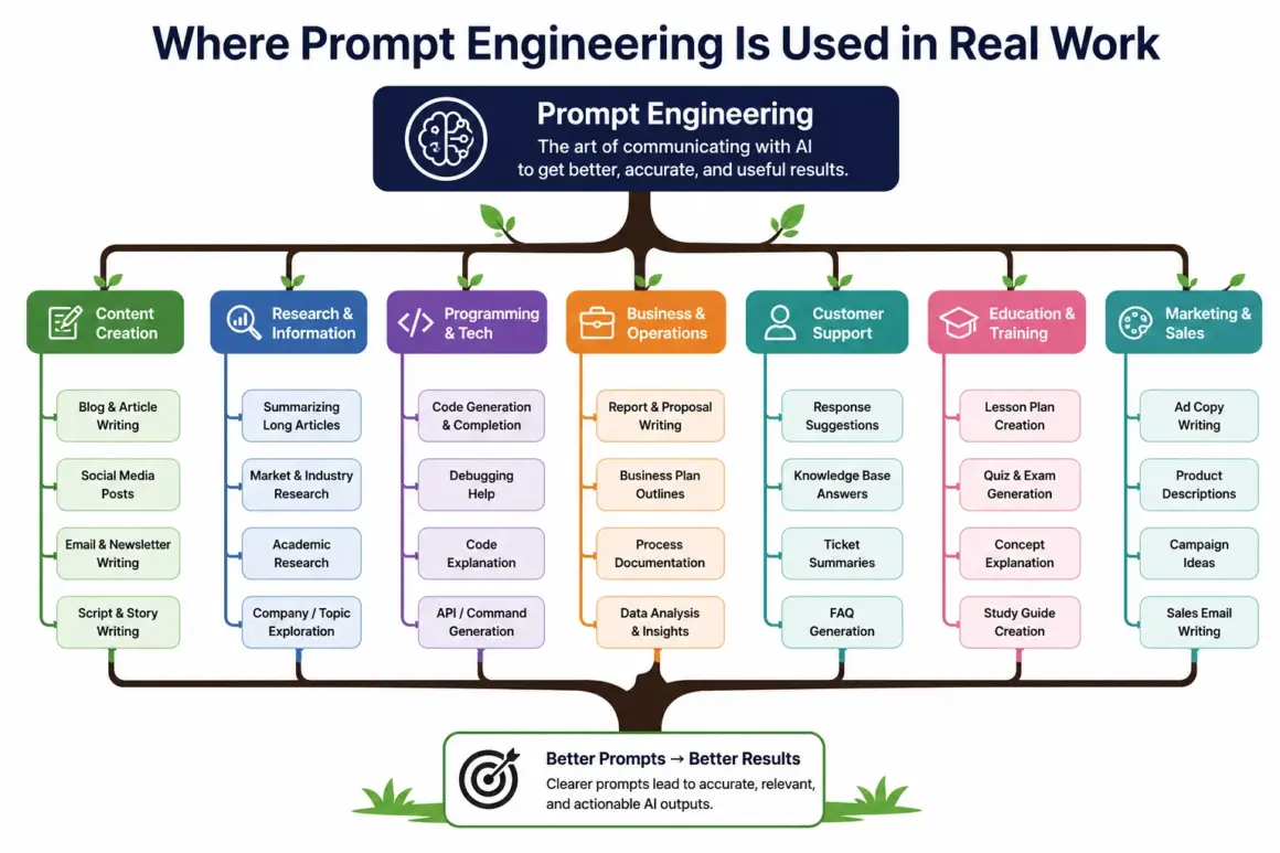 Give me tree chart image on Where Prompt Engineering Is Used in Real Work